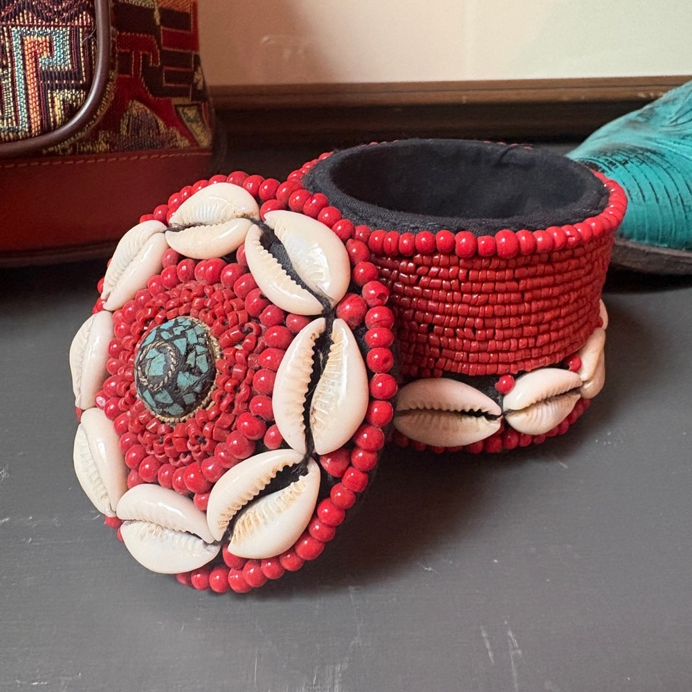 Boho Beaded Cowrie Shell Trinket Box